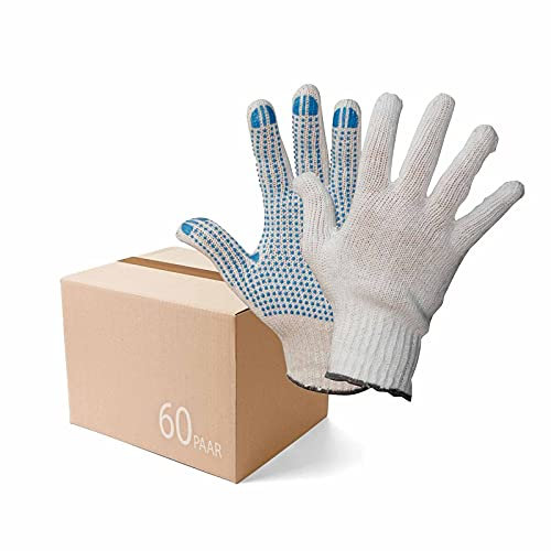 Polyester Strickhandschuhe KORL mit PVC Noppen BluePoint Arbeitshandschuhe Handschuhe Noppenhandschuhe 60 Paar, Größe:10