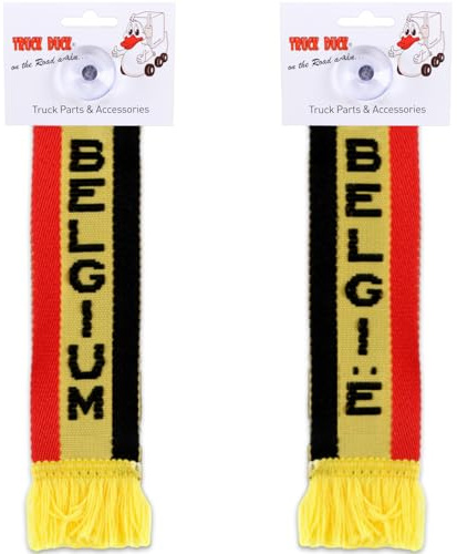 TRUCK DUCK® LKW Auto Minischal Belgium Belgien Mini Schal Wimpel Flagge Saugnapf Spiegel Deko