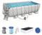 Bestway Power Steel Framepool Komplett-Set, eckig, mit Filterpumpe, Sicherheitsleiter & Abdeckplane 488 x 244 x 122 cm