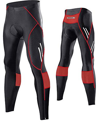MEETWEE Herren Radlerhose Lange Fahrradhose, Kompression Radhose Leggings Radsport Hose für Männer Elastische Atmungsaktive 3D Schwamm Sitzpolster