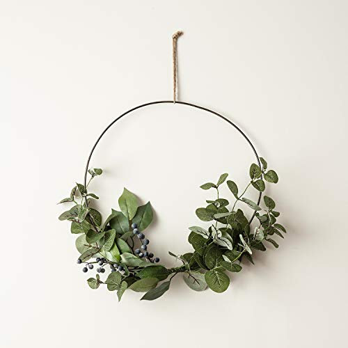 Lights4fun 35cm Eukalyptus Kranz Halbkranz Modern Deko Weihnachten