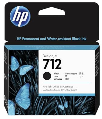 HP 712 Schwarz 80 ml Original Druckerpatrone (3ED71A) mit hoher Kapazität, HP Tinte für DesignJet T650, T630, T250, T230 & Großformatdrucker der Studio-Serie sowie den HP 713 DesignJet Druckkopf