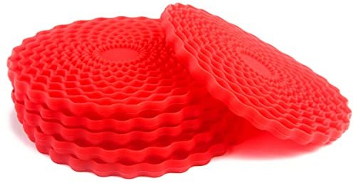 Red Drinks Coasters Set of 6 by Stone & Thyme - a UK Brand. Non Slip, Heatproof & Easy to Clean. Colourful Decorative Home Accessories that Protect All Surfaces.