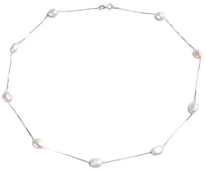 SALAN Barocke Naturperlenkette Für Frauen Mit 925 Sterling Silberkette 6-7mm Süßwasserperlen Modeschmuck 45cm