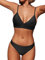 CUPSHE – Maillot de bain 2 pièces pour femme, couleur unie, noir, Taille XS