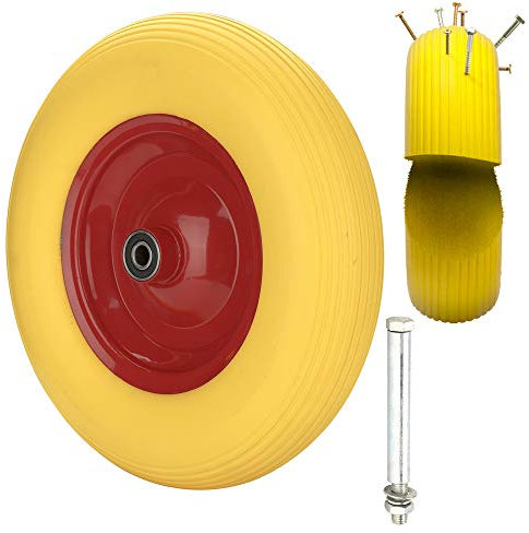 Lospitch Roue de brouette en caoutchouc plein avec axe 4.80 4.00-8 Ø 390 mm Jante en métal Roue en caoutchouc anti-crevaison Roue de secours Roue de secours