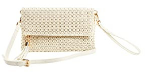 HALLHUBER Multifunktionale Clutch in Flechtoptik offwhite, One Size