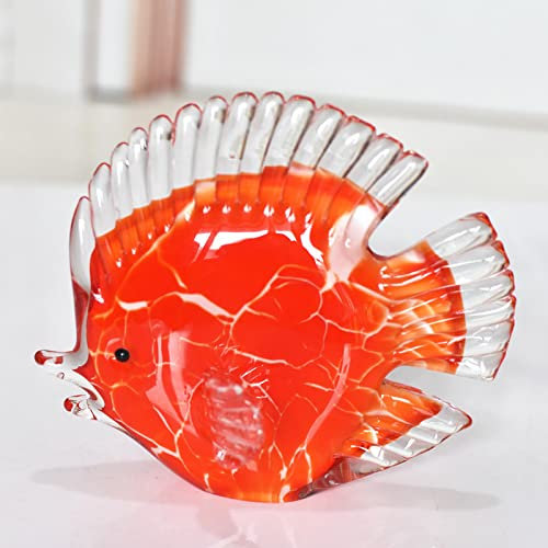 TURSGYZ Farbige Glasur-Kunst roter Fisch Glasfigur handgefertigt Briefbeschwerer aus mundgeblasenem Glas Geschenk für Geburtstag Heimdekoration Tischdekoration
