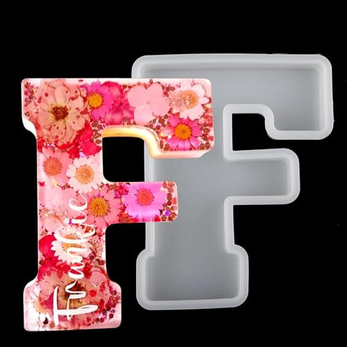 EPODA Silikonform Buchstaben Groß, 6 Zoll Epoxidharz Formen Buchstaben Groß, Silikonform Epoxidharz, Silikonform GießForm Resin für Basteln (F)