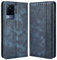 MOJIA Coque pour Vivo V21 5G, Étui en Cuir, PU Housse Pochette Antichoc et Anti-Rayures Fonction Stand Rabat de Portefeuille Etui Coque. Bleu