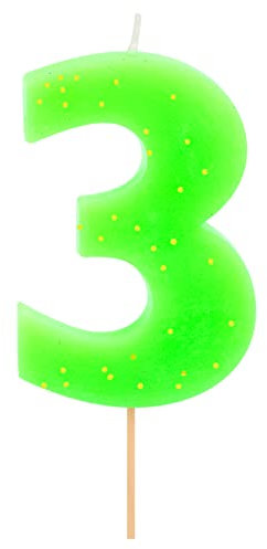 Fluorkerze Farbe mit Glitzer Nummer Kerze / Pack 1 Stück (Grün 3)