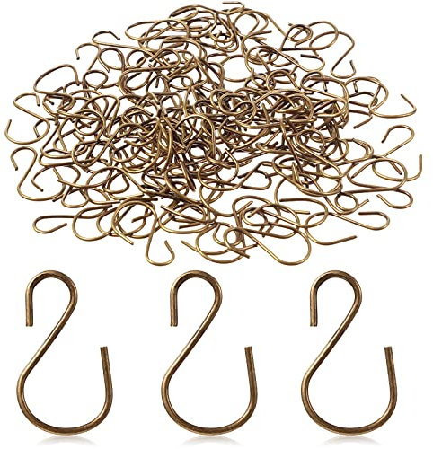 Sratte 120 Pcs Mini S Hook for Hanging 1 Inch Metal Hanging Hooks S Shaped Iron Wire Hook Hanger Mini Ornament Storage Hooks for Irish Day Decor Hanging Pot Plant Jewelry Keychain (Bronze Color)