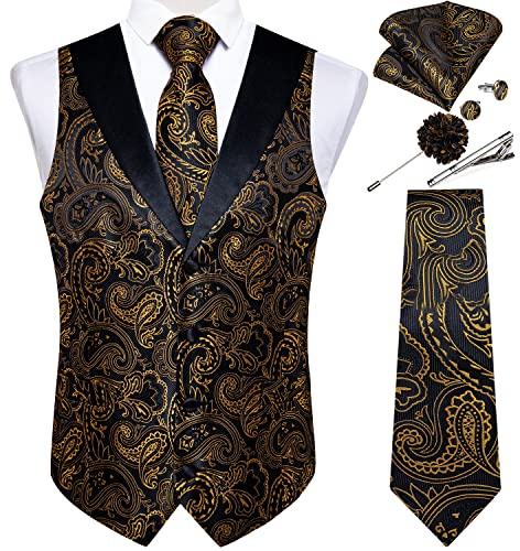 DiBanGu Herren Krawatte modisch | Schalrevers, Paisley-/Blumenmuster, Jacquard-gewebt, normale Passform, entspricht der Größe, chemische Reinigung