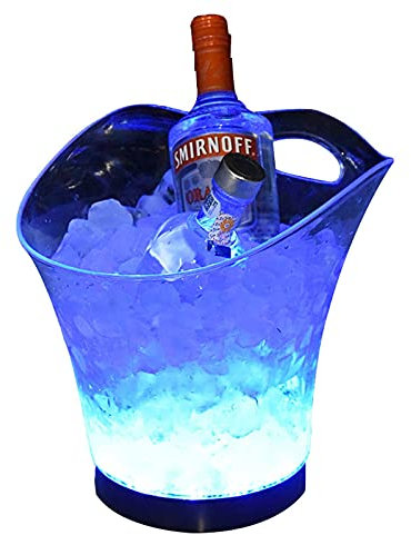 Cubo de hielo LED para coctelera, contenedor enfriador de vino de gran capacidad de 5 l, resistente al agua con cambio de color Cubo de hielo LED, vino de champán, cóctel, cerveza, cubo de bebida