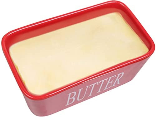 UPKOCH Beurrier Céramique Beurrier Récipient Porte-Beurre Boîte de Rangement pour Comptoir de Cuisine Rouge