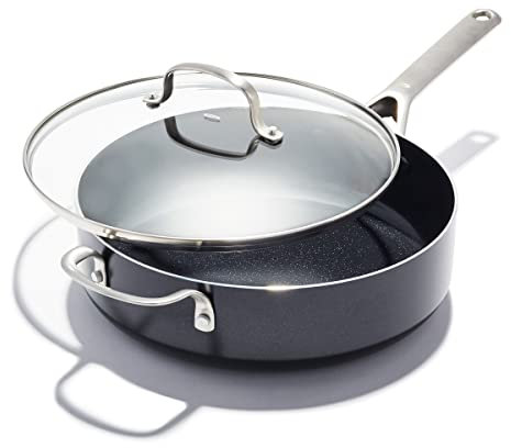 OXO Agility Serie 5QT Sautepfanne mit Deckel, PFAS-freie Antihaftbeschichtung, leichtes Aluminium, Induktionsboden, schnelles gleichmäßiges Erhitzen, Edelstahlgriffe, splitterfreie Ränder,