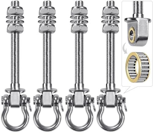 Dolibest 4pcs Amaca Appendino 17.5 Centimetri Bulloni Altalena Appeso Moschettone, 180 ° Girevole in Acciaio Inox Montaggio Kit Bearing Set per Interni All'Aperto Parco, Ganci per Altalena, 1500lbs