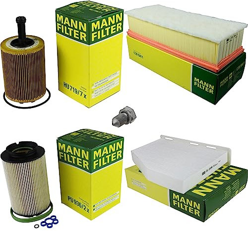 EISENFELS Filter Set Inspektionspaket erstellt mit MANN-FILTER Ölfilter HU 719/7 x, Luftfilter C 35 154/1, Kraftstofffilter PU 936/2 x, Innenraumfilter CU 2939, Verschlussschraube