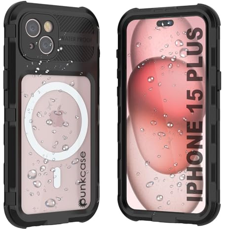 Punkcase Wasserdichte Aluminium-Schutzhülle für iPhone 15 Plus [Metal Extreme 2.0 Serie] IP68 robuste Stoßstangen-Abdeckung mit integriertem Displayschutz, ultimativer Schutz für iPhone 15+ Plus (6,7