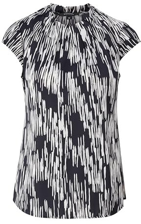 comma Geraffte Bluse mit All-Over-Print Navy 38