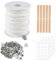 6100cm Kerzendocht Rolle,Kerzen Dochten Set,Dochte für Kerzen,für DIY Kerzenherstellung,mit 60pcs Docht Aufkleber,100pcsHalter aus Metall,5pcs Holzfixierer