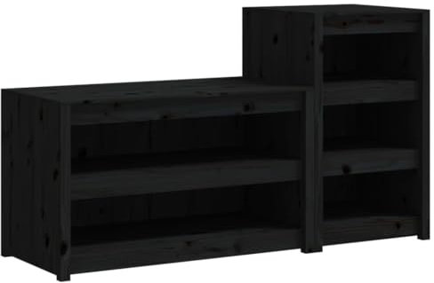 vidaXL Outdoor Küchenschrank 2 STK., Gartenschrank mit viel Stauraum, Küchenzeile Unterschrank mit modularem Design, Außenküche Schrank Terrassenschrank, Schwarz Massivholz Kiefer
