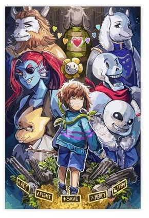 AAVEDA Game Undertale 33 Leinwand-Poster, Schlafzimmer-Dekor, Sportlandschaft, Büro, Raumdekoration, Geschenk, ungerahmt, 40 x 60 cm