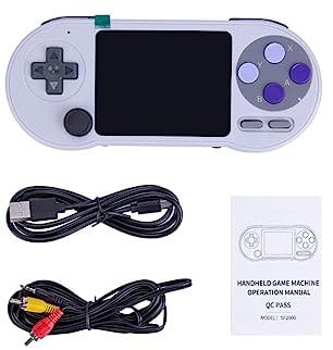 ATHUAH ATHUAH Data Frog SF2000 Portable Game Console 3-inch Device HD Arcade Game Console with 6000 Games Suitable for Adults Kids (Single-player Mode/White)