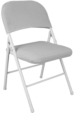 IGTOPS Stuhlhussen,Stretch Stuhlbezug,Klappstuhlbezug,Samt Klappstuhl SlipcoversAbnehmbar Waschbar Spannbezug für Esszimmerstühle Hochzeit Büro Bankette Partys Deko,Universal (1, Hellgrau)