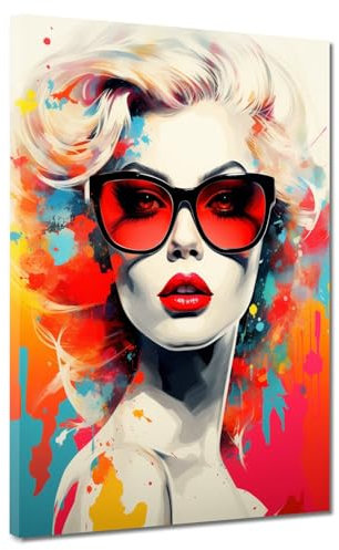 Pop Art Splash Retro Frau Leinwandbild Wandbild Deko Kunst XL Größe 60x80x2cm