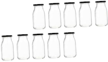 DECHOUS 10 Pièces Bouteille En Verre De Yaourt Bouteilles De Boissons Bouteille Portable Bouteille De Yaourt Porte-Lait Bouteilles Transparentes Récipient De Boisson Récipient De Pudding