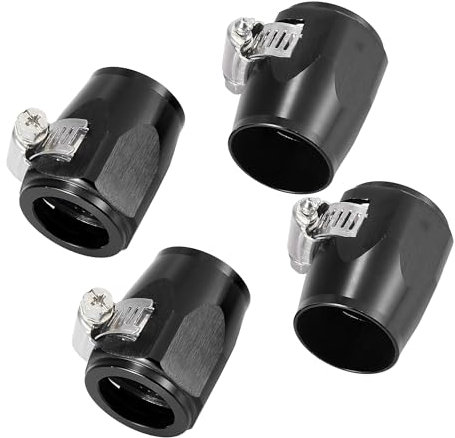 Partuto 4 Pcs AN14 Universal Car Hose Finisher Clamp - Aluminum Alloy Black
