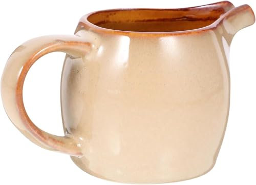 Ceramic Milk Jug,Small Milk Jugs,Ceramic Serving Jugs,Syrup Server,Gravy Jug, for Milk,Coffee,Suitable (Brown)