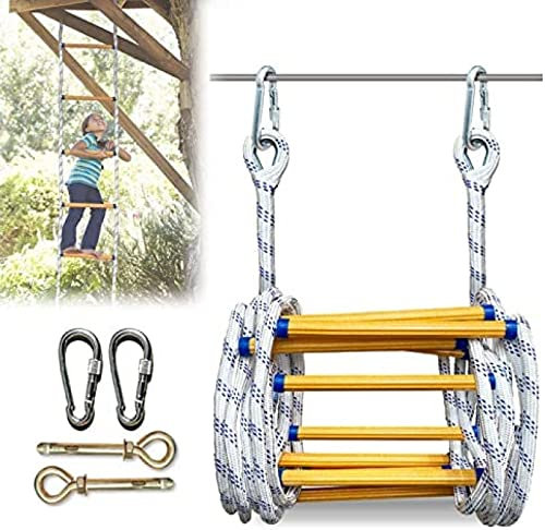 Fire Escape Rope Fire Escape Ladder With Sturdy Carabiners, Emergency Escape Ladder With Strong Rungs, Portable Rope Ladder Fire Escape For Homes 3rd Floor,26FT/8M,