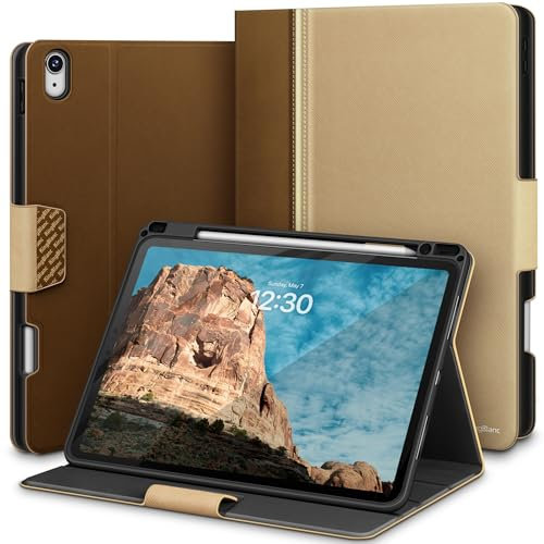 KingBlanc Hülle für iPad Air 11 Zoll M3/M2 (2025/2024), Air 5. Generation 2022 & Air 4. Gen 2020 10,9 Zoll mit Stifthalter, Auto Schlaf/Wach, Veganes Leder Schutzhülle, Beige