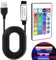 Aeipou USB-betriebener RGB-LED-Streifen-Controller mit IR-Fernbedienung, 5 V kabelloser Inline-Controller, Ersatz für 5050 3528 LED-Lichtstreifen, 16 Farben, 5 Beleuchtungsmodi, einstellbare