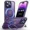 Anqrp 360° ALL-in-ONE Stand Case for iPhone 14 Pro Case with Rotatable Magnetic KickStand Ring Holder, Compatible with MagSafe, Shockproof Translucent Matte Phone Cover for iPhone 14 Pro, Purple