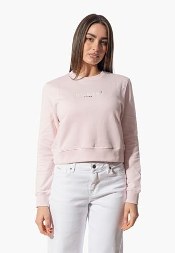 GUESS JEANS Sweatshirt mit Logostickerei Ein Sweatshirt mit Rundhalsausschnitt in klassischer Passform mit Stickerei auf der Brust. Artikel aus Bio-Baumwolle. Sommer-Strick-Sweatshirt mit