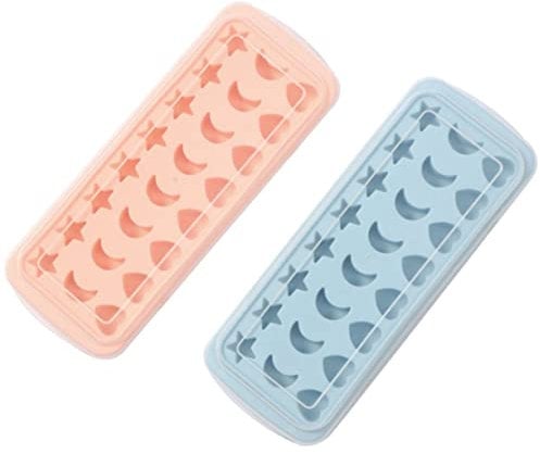 BEAHING 2PCS Moon Stars and Heart Ice Cube Tray, Silicone Ice Cube Tray Mold Cute Mini Ice Cube Trays Easy Release Ice Trays Ice Making Mold for Chocolate, Baking and Candy