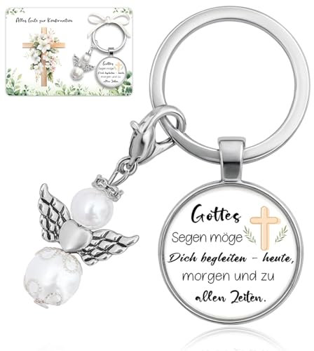 PeakPeek Schlüsselanhänger Konfirmation Geschenk, Christliches Geschenke zur Konfirmation, Schutzengel Schlüsselanhänger Konfirmationsgeschenke für Jungs Mädchen