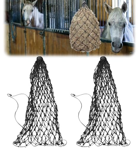 Filet à Foin,2pcs Filet à Foin Maille,Filets à Foin à Alimentation,Filet à Foin à Mailles Serrées,Filet à Foin pour Chevaux,Sac à Foin en Polyéthylène,Filet A Foin Extra Large Pour Poneys,Animaux