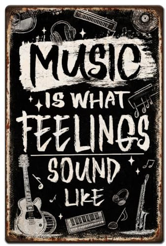 SUPERDANT Blechschild Mit Musikinstrumenten Blechschilder Mit Musikalischem Thema Gitarre Metallschild Lustige Metallschilder Für Musikzimmer Klassenzimmer Bar Männerhöhle