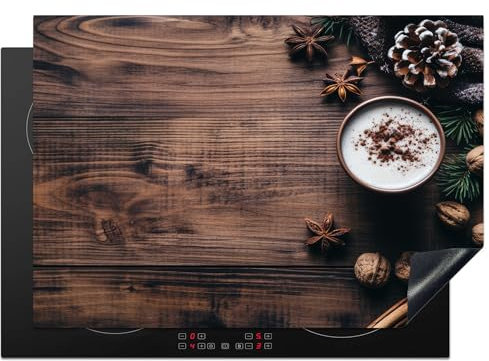 KitchenYeah© Copri Piano Induzione 75x52 cm Cucina Coprifornelli Copertura Protezione Cottura Tutto per la Cucina Legno - Rustico - Caldo - Natura