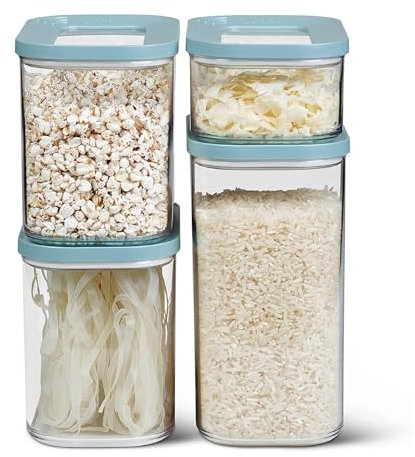 Mepal - Vorratsbehälter Modula 4-teiliges Set - Aufbewahrungsboxen mit Deckel - Küchenorganizer & Vorratsboxen - Stapelbar & Luftdicht - 2x 1000 ml, 1x 1500 ml & 1x 425 ml - Nordic Green