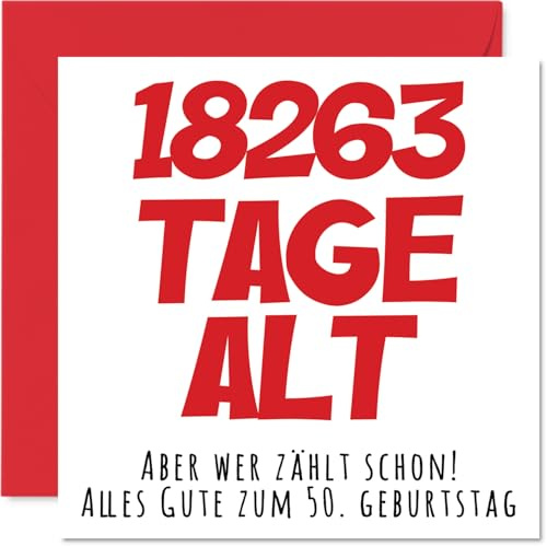 Stuff4 50. Geburtstagskarte Lustig für Männer und Frauen, 18263 Tage Alt | Lustiger Alles Gute Zum Geburtstag Karte, 145mm Humor Scherzen Glückwunschkarten