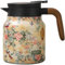 Vintage Floral Pattern Insulated Thermal Teapot, 800 ml Stainless Steel Tea Thermos, Teapot with Infuser for Hot Tea and Cold Drinks, Tea and Coffee Jug (Pink)