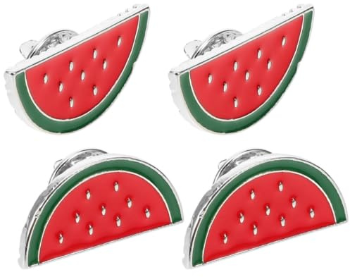 Wassermelonen Anstecknadel aus Zinklegierung, Sommerlich | Kleidung und Taschen, Cartoon Stil, Leicht Anzubringen und Farbbeständig, 4 Stück