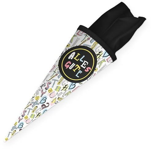 itenga Geschwisterschultüte 35cm Motiv Formeln oder Buchstaben Geschenkverpackung kleine Schultüte für Schüler Studenten zum Schulstart Ausbildungsstart Studium (Motiv Buchstaben - Alles Gute)