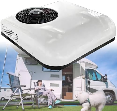 moupeaktain Rv Rooftop Air Conditioner, 12V/24V Ac Unit, Parking Air Conditioning for Minivans, Camper Air Conditioner for Rv Bus Truck Vehicle Motorhome, Excavator Truck, Bus, Van,White-24V
