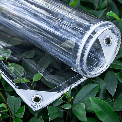 650g/㎡ Telone Trasparente Antivento Pieghevoli Resistente Alle per Esterno | 0.55mm Spessore 1.5x3m Telo di Protezione Resistente UV Antistrappo Antipolvere in PVC Spaziatura dei Fori 30cm
